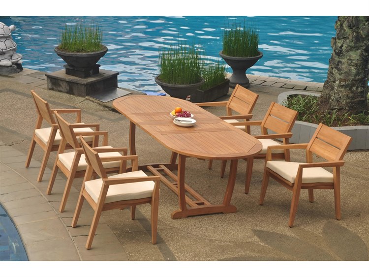 Teak Smith Mas 7 Piece Oval Dining Set Brown 4