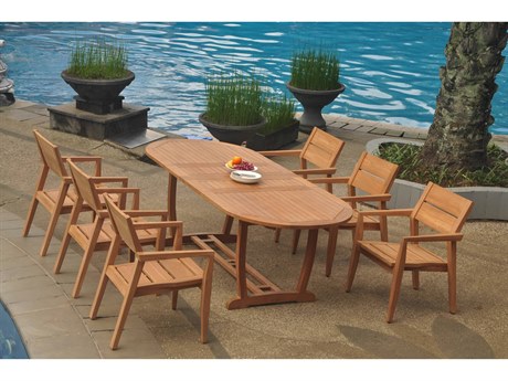 Teak Smith 7 Pieces Mas 94" Oval Dining Set