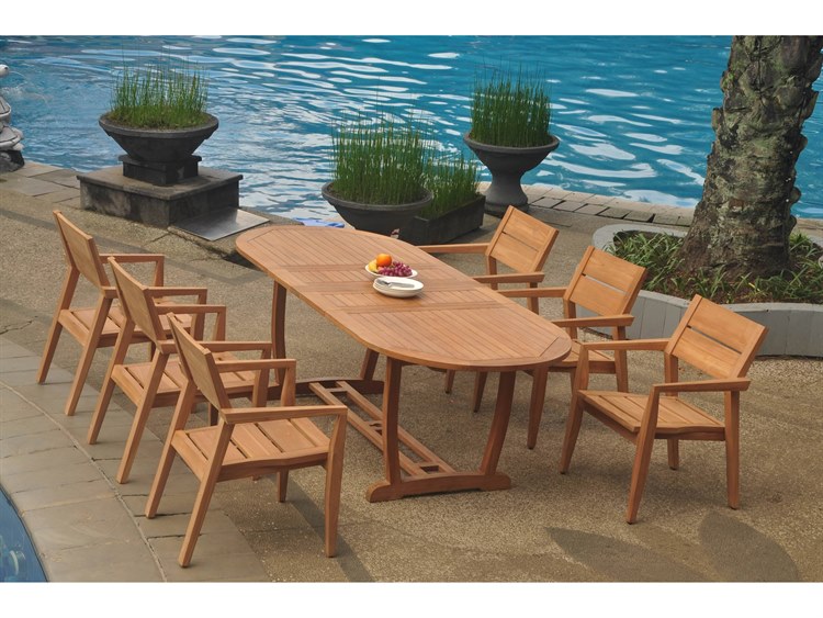 Teak Smith Mas 7 Piece Oval Dining Set Brown 7