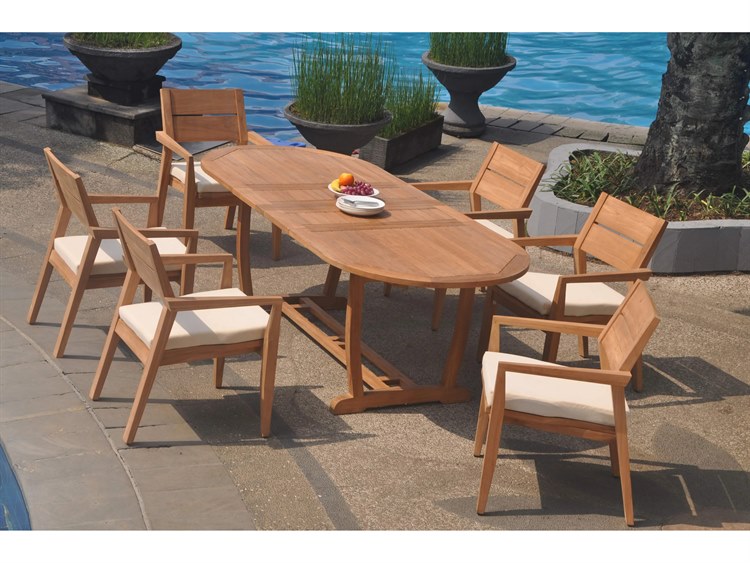 Teak Smith Mas 7 Piece Oval Dining Set Brown 5