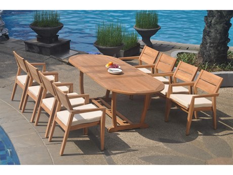 Teak Smith 9 Pieces Mas 94" Oval Dining Set