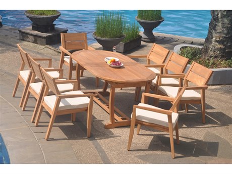 Teak Smith 9 Pieces Mas 94" Oval Dining Set