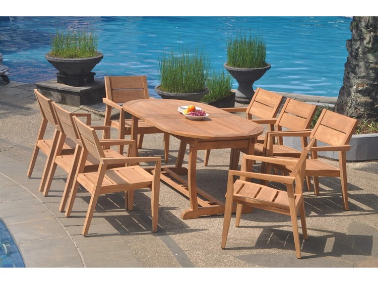 Teak Smith Mas Oval Dining Set Brown 5