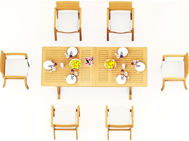 Teak Smith Mas Rectangular Dining Set Teak 94in 3