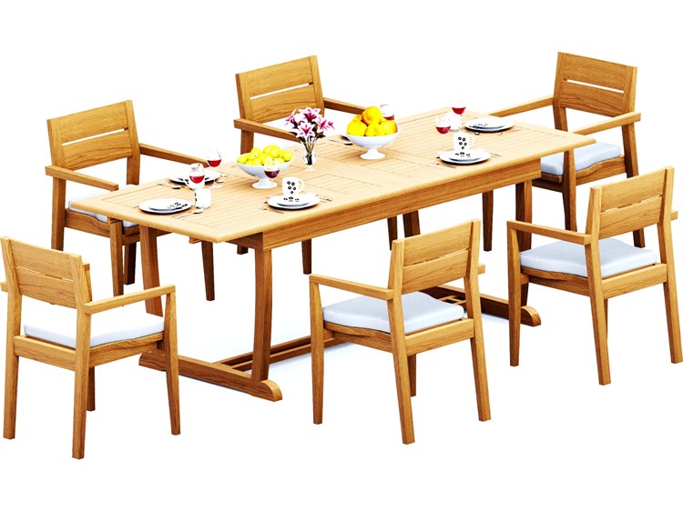 Teak Smith Mas Rectangular Dining Set Teak 94in 2