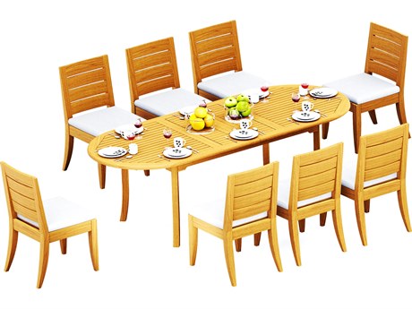 Teak Smith 9 Pieces 94" Oval Dining Set with Cushions