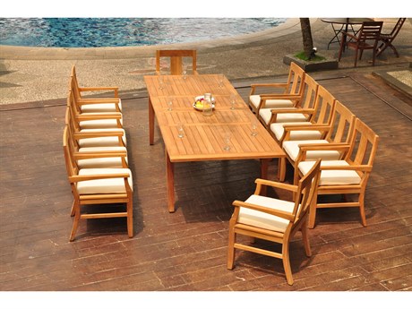 Teak Smith Atnas 13 Pieces Rectangular Dining Set with Cushions