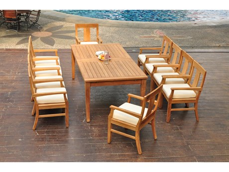 Teak Smith Atnas 11 Pieces Rectangular Dining Set with Cushions