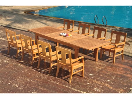 Teak Smith 9 Pieces 122" Caranas Rectangular Dining Set