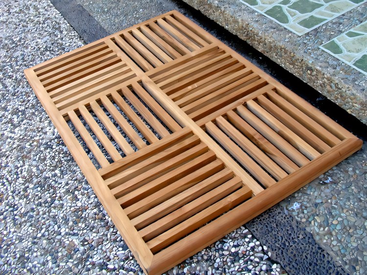 Teak Smith 36"x24.5" Basket Weave Door / Shower/ Spa / Bath Floor Mat