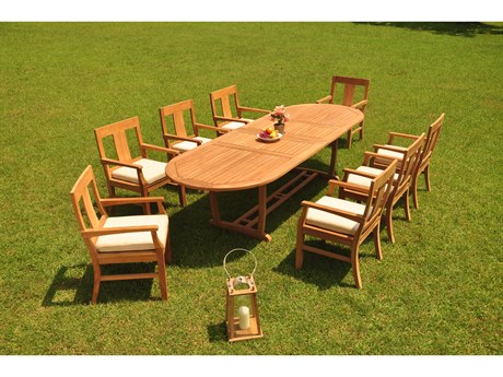 Teak Smith 9 Pieces 94" Mas Oval Dining Set