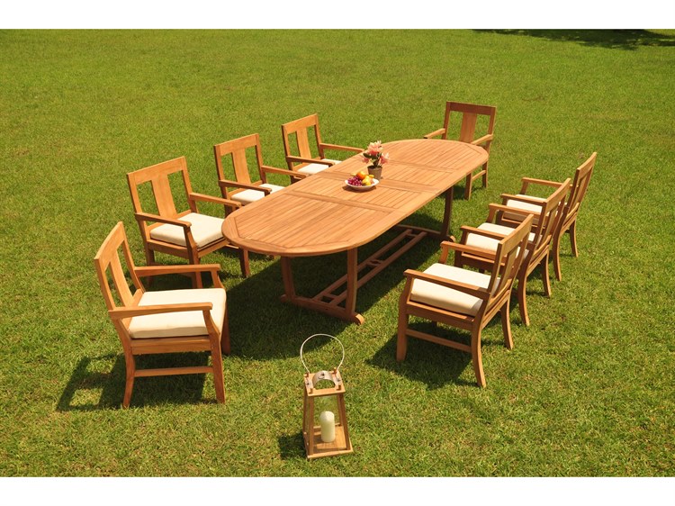 Teak Smith 9 Pieces 94" Mas Oval Dining Set