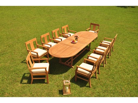 Teak Smith 11 Pieces 118" Mas Oval Dining Set