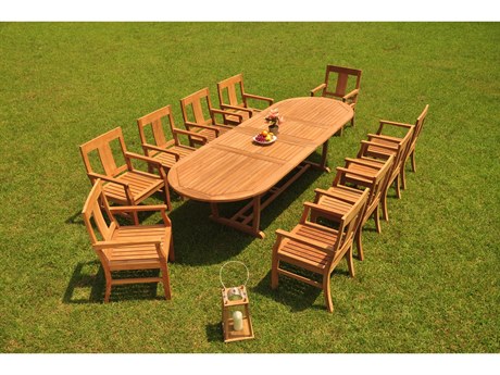 Teak Smith 11 Pieces 118" Mas Oval Dining Set