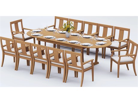 Teak Smith 13 Pieces 118" Mas Oval Dining Set
