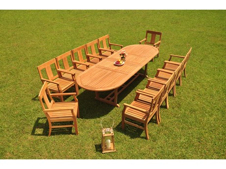 Teak Smith 13 Pieces 118" Mas Oval Dining Set