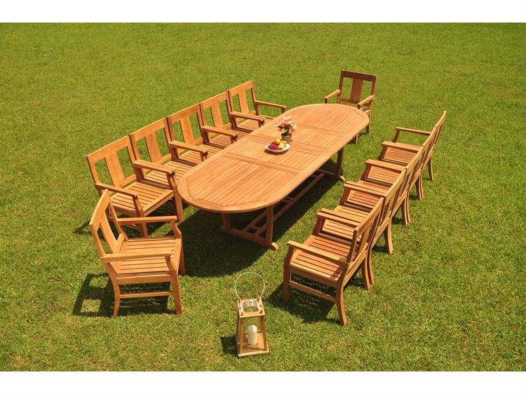 Teak Smith 13 Pieces 118" Mas Oval Dining Set