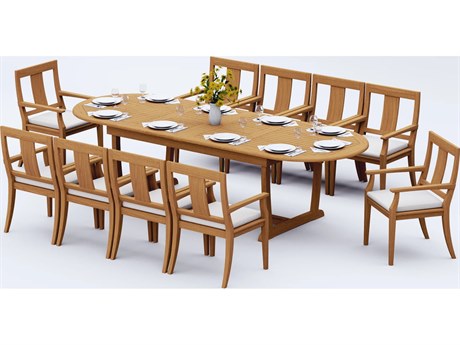 Teak Smith 11 Pieces 118" Mas Oval Dining Set
