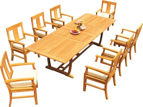 Teak Smith 9 Pieces 118" Mas Rectangular Dining Set