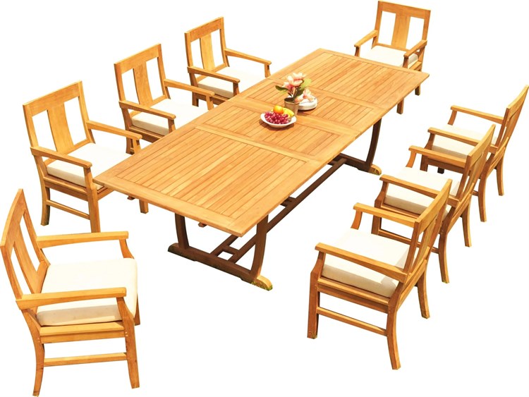 Teak Smith 9 Pieces 118" Mas Rectangular Dining Set