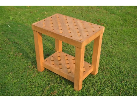 Teak Smith Bunbury Shower Resort Bath Pool Bench with Shelf