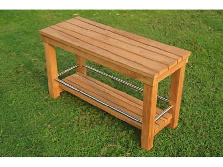 Teak Smith Fremantle Shower Resort Bath Pool Bench with Shelf Extra Large