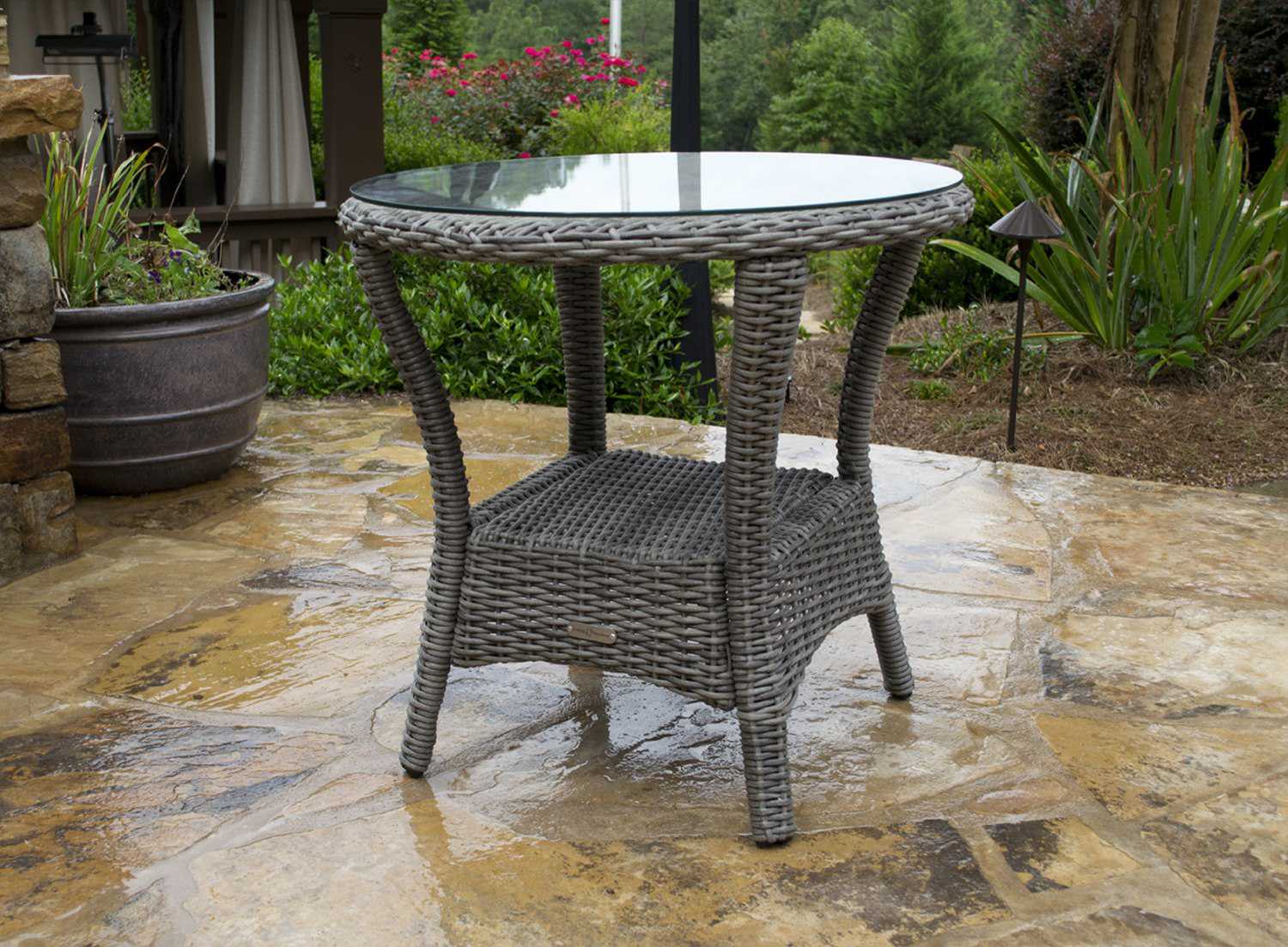 Tortuga Outdoor Bayview Wicker 24 Round Side Table | TGBAYSIDEDRIFTWOOD
