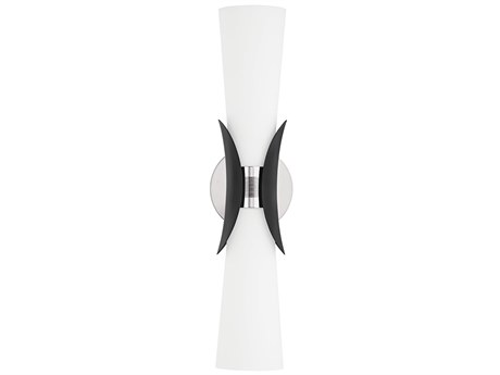 Troy Lighting Muncie 2-Light Silver Black Glass Wall Sconce