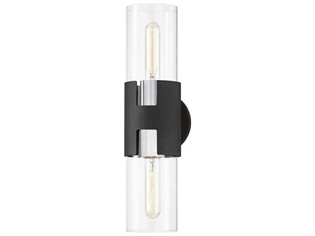 Troy Lighting Amado 2-Light Silver Black Glass Wall Sconce