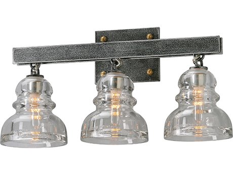 Troy Lighting Menlo Park 3-Light Old Silver Glass Vanity Light