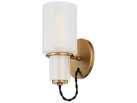 Troy Lighting Lincoln 1-Light Patina Brass Glass Wall Sconce