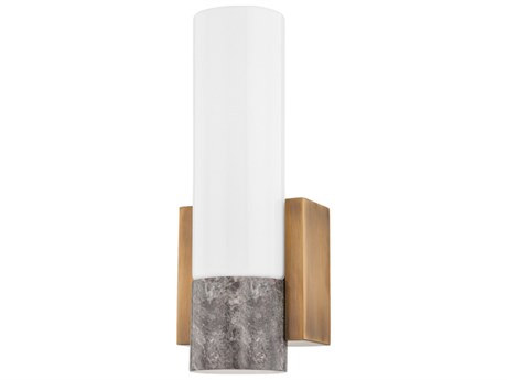 Troy Lighting Fremont 1-Light Patina Brass Glass Wall Sconce