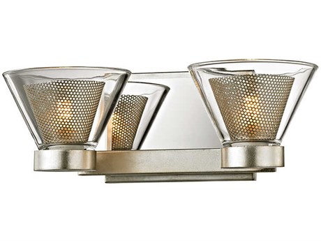 Troy Lighting Wink 2-Light Silver Leaf Gray Glass LED Wall Sconce