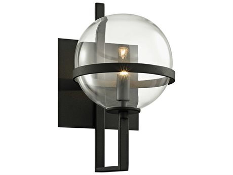 Troy Lighting Elliot 1-Light Textured Black Glass Wall Sconce