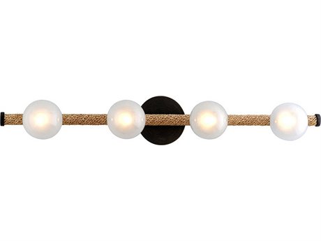 Troy Lighting Nomad 4-Light Classic Bronze Natural Brown Glass LED Vanity Light