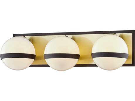 Troy Lighting Ace 3-Light Textured Bronze Brushed Brass Glass Vanity Light