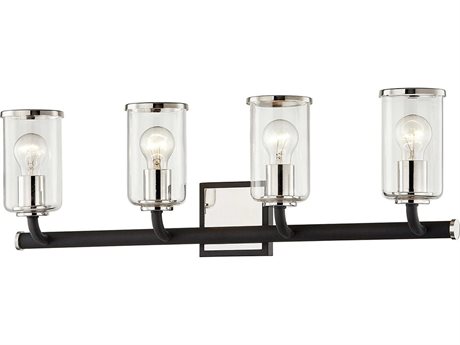 Troy Lighting Aeon 4-Light Carbide Black Polished Nickel Glass Vanity Light