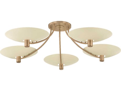 Troy Lighting Wolfe 5-Light Patina Brass Soft Sand Bowl Semi Flush Mount