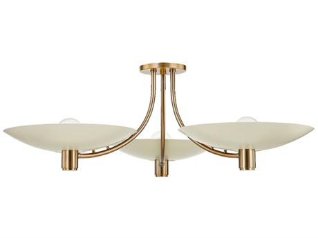 Troy Lighting Wolfe 6-Light Patina Brass Soft Sand Bowl Semi Flush Mount