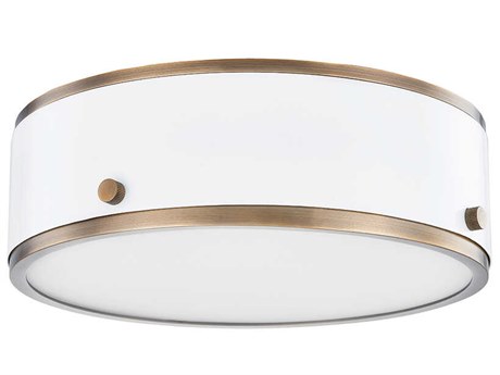 Troy Lighting Eli 1-Light Patina Brass Soft White Glass LED Round Flush Mount