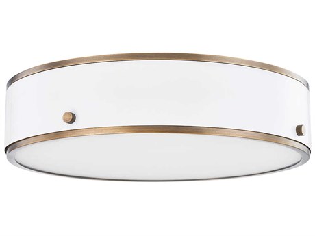 Troy Lighting Eli 1-Light Patina Brass Soft White Glass LED Round Flush Mount