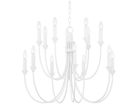 Troy Lighting Cate 14-Light White Candelabra Tiered Chandelier