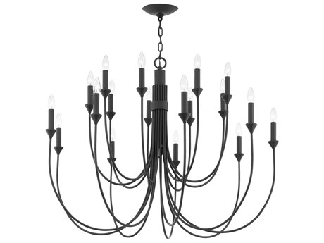 Troy Lighting Cate 18-Light8-Light Forged Iron Black Candelabra Tiered Chandelier