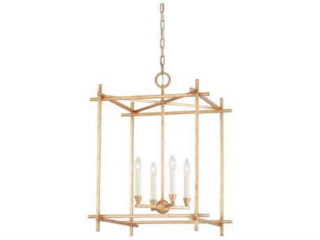 Troy Lighting Huck 4-Light Gold Candelabra Geometric Lantern Chandelier