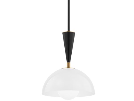 Troy Lighting Payson 1-Light Patina Brass Black Glass Dome Mini Pendant