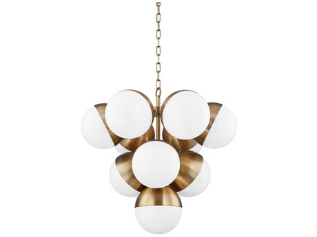 Troy Lighting Cupertino 7-Light Patina Brass Glass Globe Chandelier