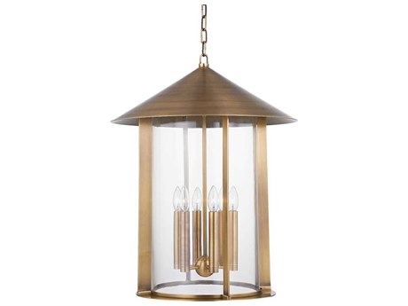 Troy Lighting Long Beach 6-Light Brass Glass Cylinder Lantern Chandelier