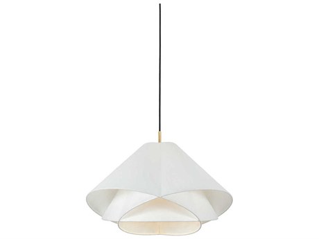 Troy Lighting Edna 1-Light Vintage Gold Leaf White Pendant