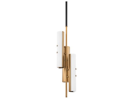 Troy Lighting Titus 3-Light Patina Brass Black Glass LED Cylinder Mini Pendant