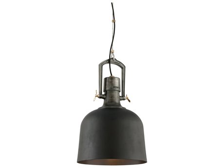 Troy Lighting Hangar 1-Light Old Silver With Aged Brass Accents Bell Pendant